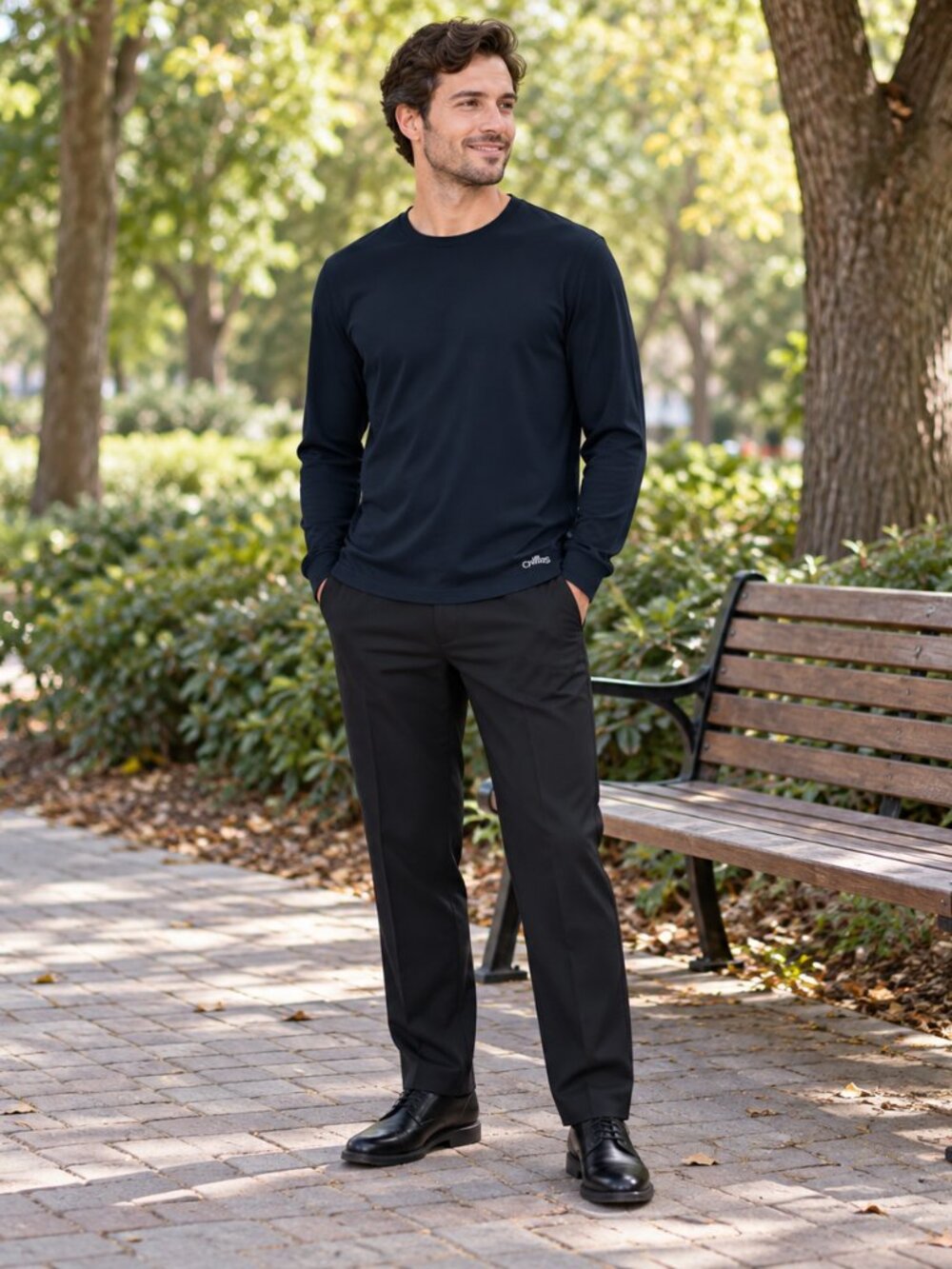 Hot Chillys Men’s Large Black Stretch Long-Sleeve Base Layer Top Made in USA